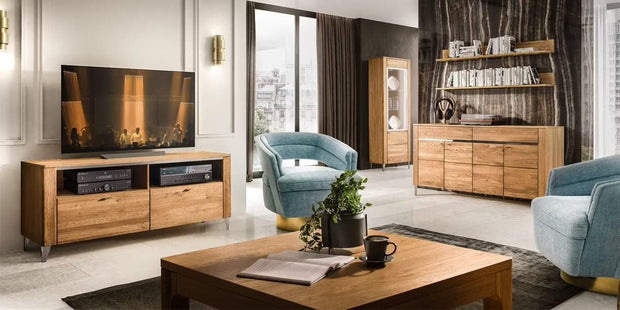 Masa de cafea din pal, furnir si lemn, Latina 41 Stejar Honey, L80xl80xH45 cm (1)