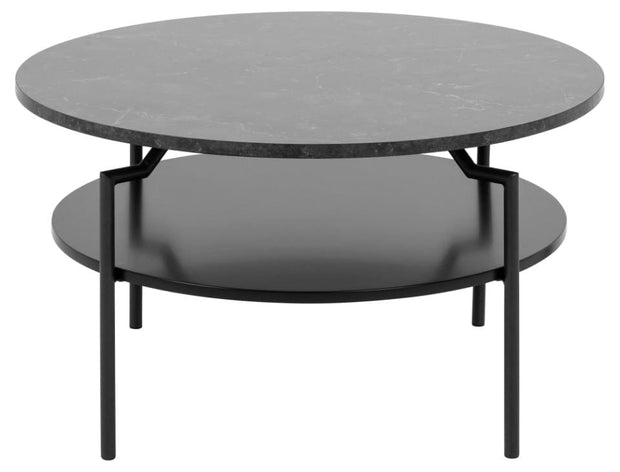 Masa de cafea din pal, MDF si metal, Goldington Negru, Ø80xH45 cm