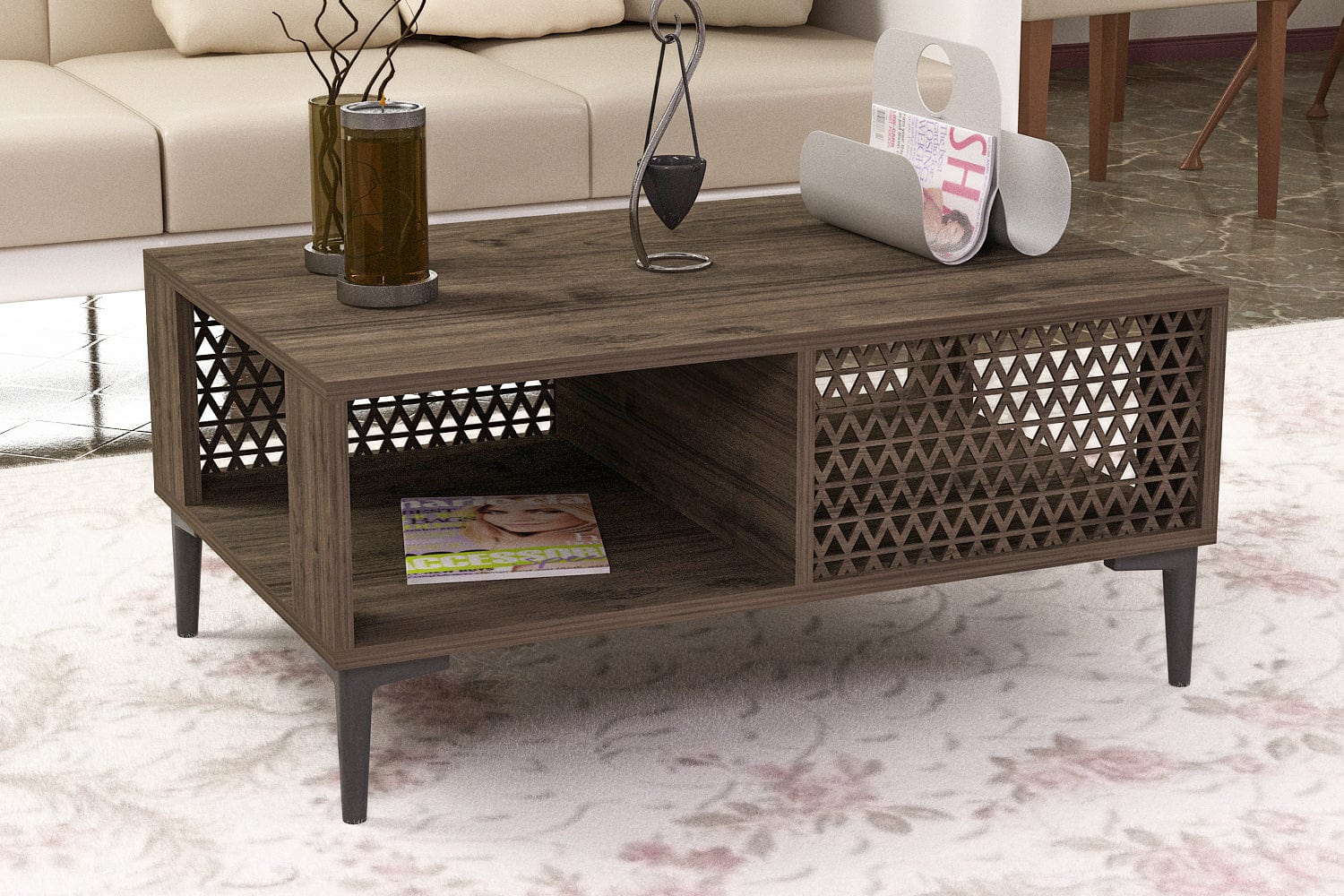 Masa de cafea din pal, Mi̇moza Natural, L90xl45xH40 cm (1)