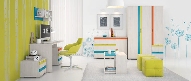 Masa de cafea din pal, pentru copii, Joy Pin Polar / Turcoaz, L57xl47xH56 cm (2)