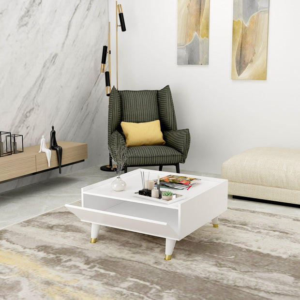 Masa de cafea din pal, Shine Alb, L63,6xl60xH37 cm (1)
