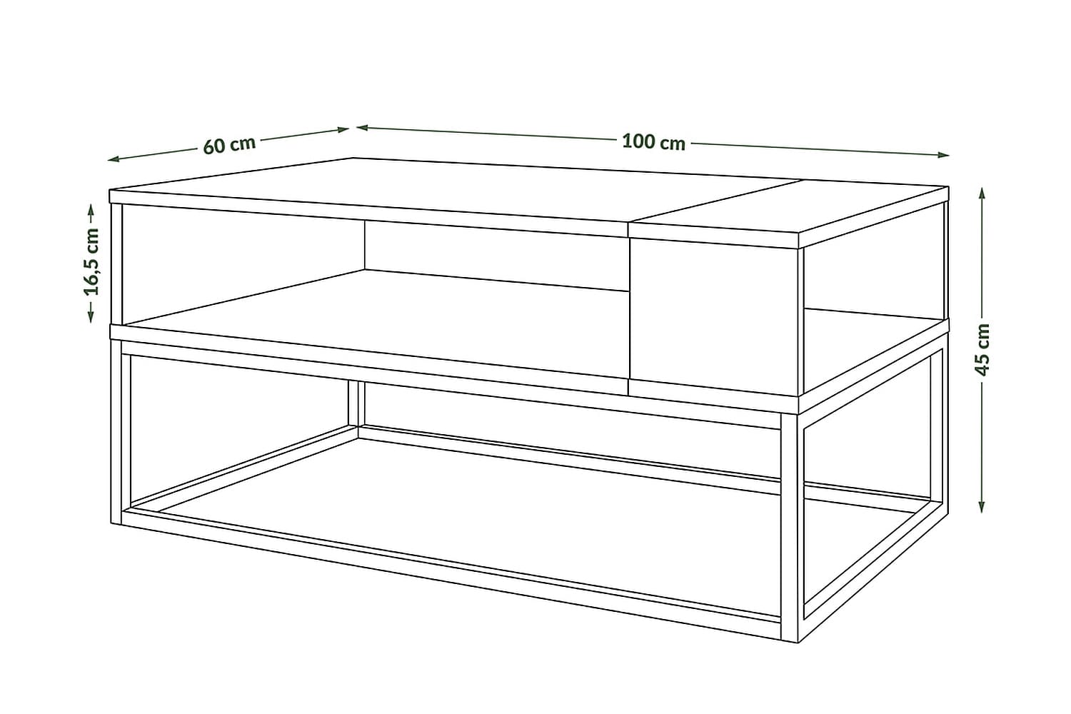 Masa de cafea din pal si metal, Aframe Stejar Artisan / Antracit / Negru, L100xl60xH45 cm (2)