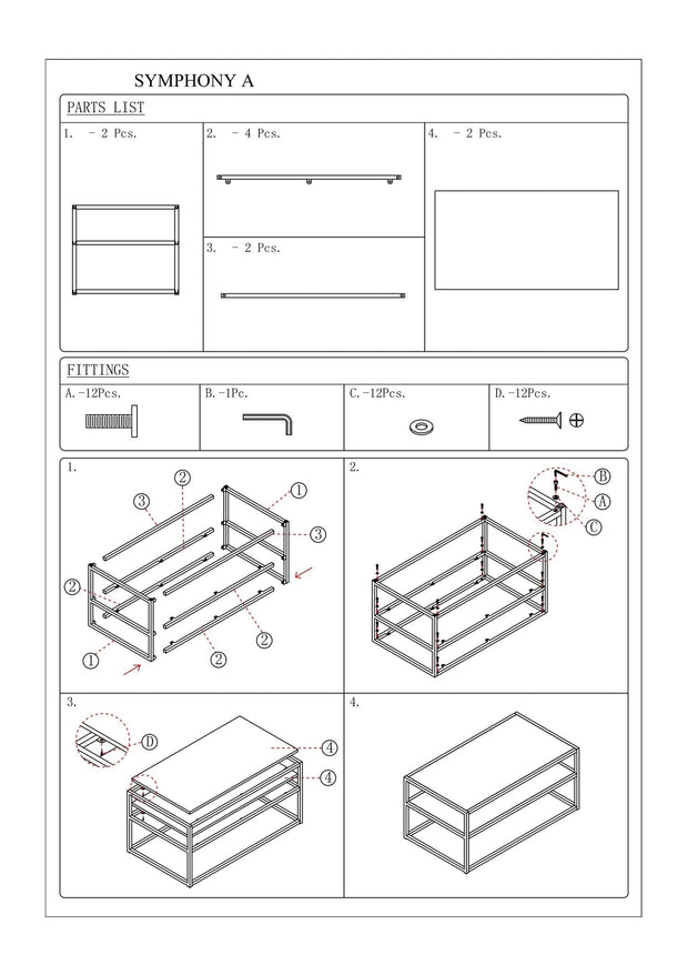 Masa de cafea din pal si metal, Symbol A Negru, L90xl50xH42 cm (3)