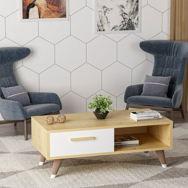 Masa de cafea din pal, Smi̇le Natural, L90xl45xH35 cm