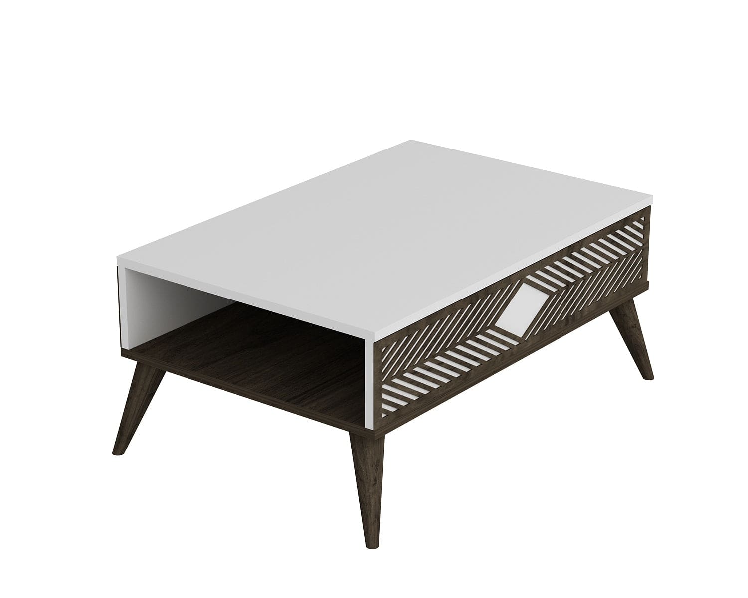 Masa de cafea din pal, Venn Alb / Negru, L90xl60xH40 cm