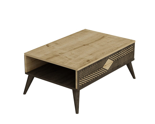 Masa de cafea din pal, Venn Natural / Nuc, L90xl60xH40 cm