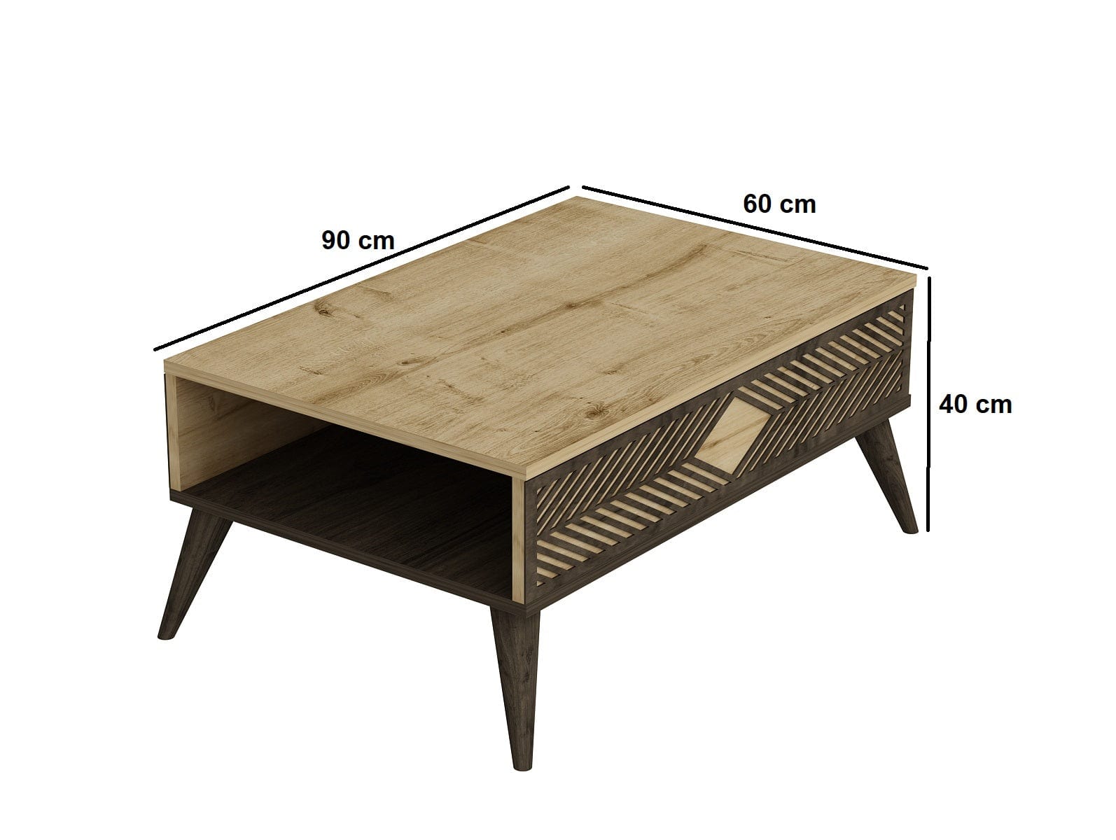 Masa de cafea din pal, Venn Natural / Nuc, L90xl60xH40 cm (1)