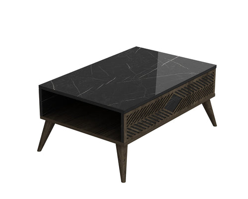 Masa de cafea din pal, Venn Nuc / Negru, L90xl60xH40 cm