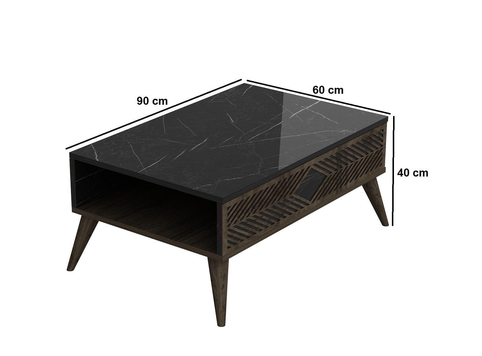 Masa de cafea din pal, Venn Nuc / Negru, L90xl60xH40 cm (1)