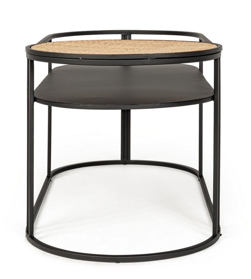 Masa de cafea din ratan, MDF si metal Elyot Oval Natural / Negru, L102xl47xH46 cm (2)