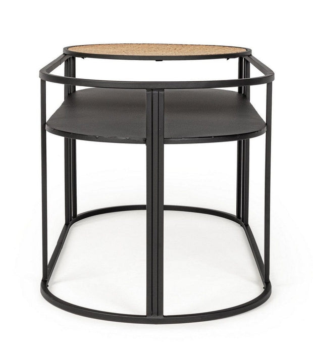 Masa de cafea din ratan, MDF si metal Elyot Oval Natural / Negru, L102xl47xH46 cm (3)