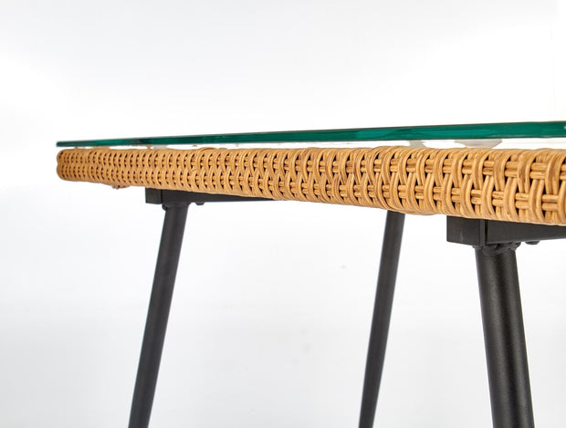 Masa de cafea din ratan sintetic, sticla si metal Gradwin Law Natural, L90xl50xH43 cm (8)