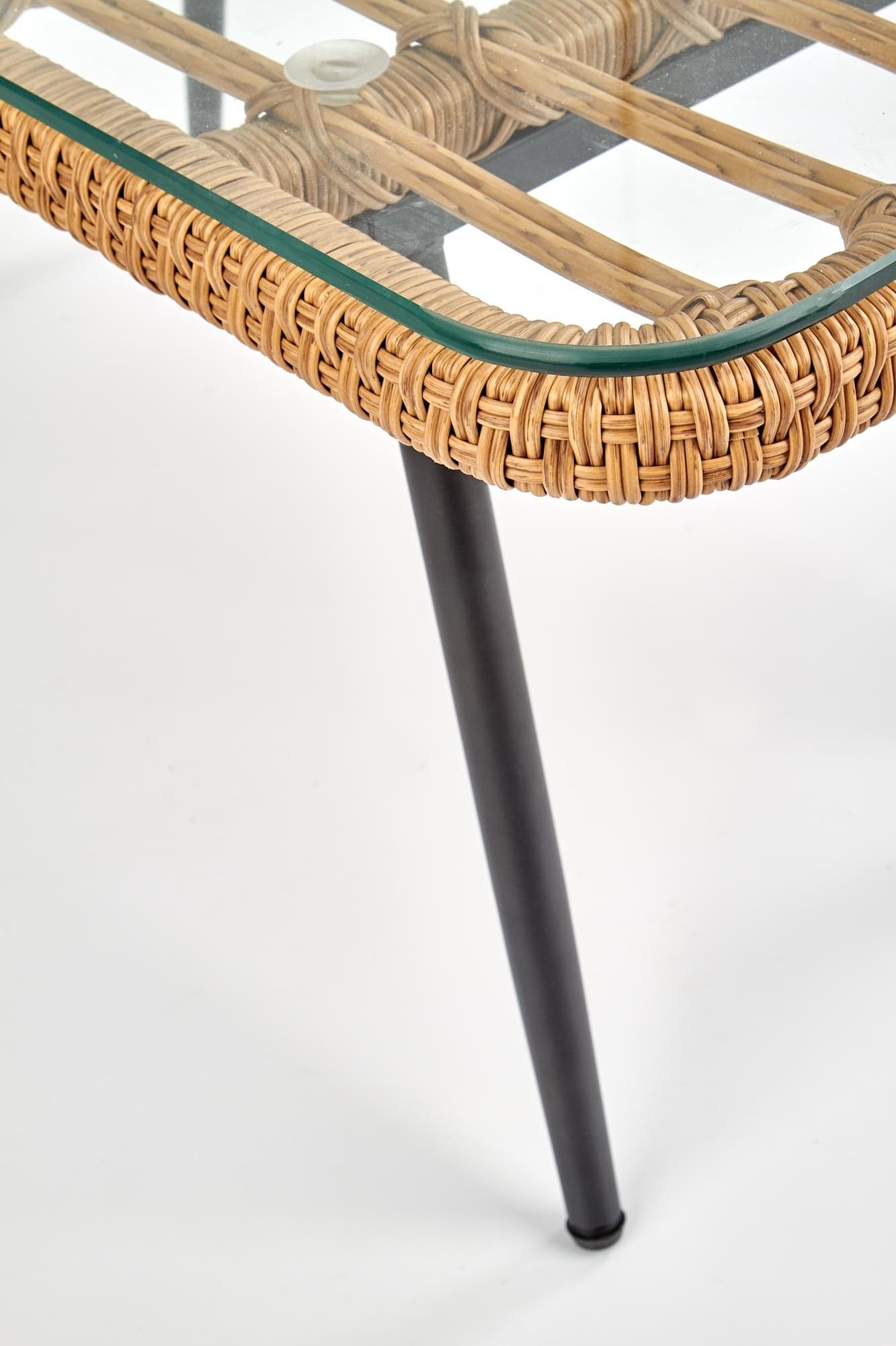 Halmar Masa de cafea din ratan sintetic, sticla si metal Gradwin Law Natural, L90xl50xH43 cm