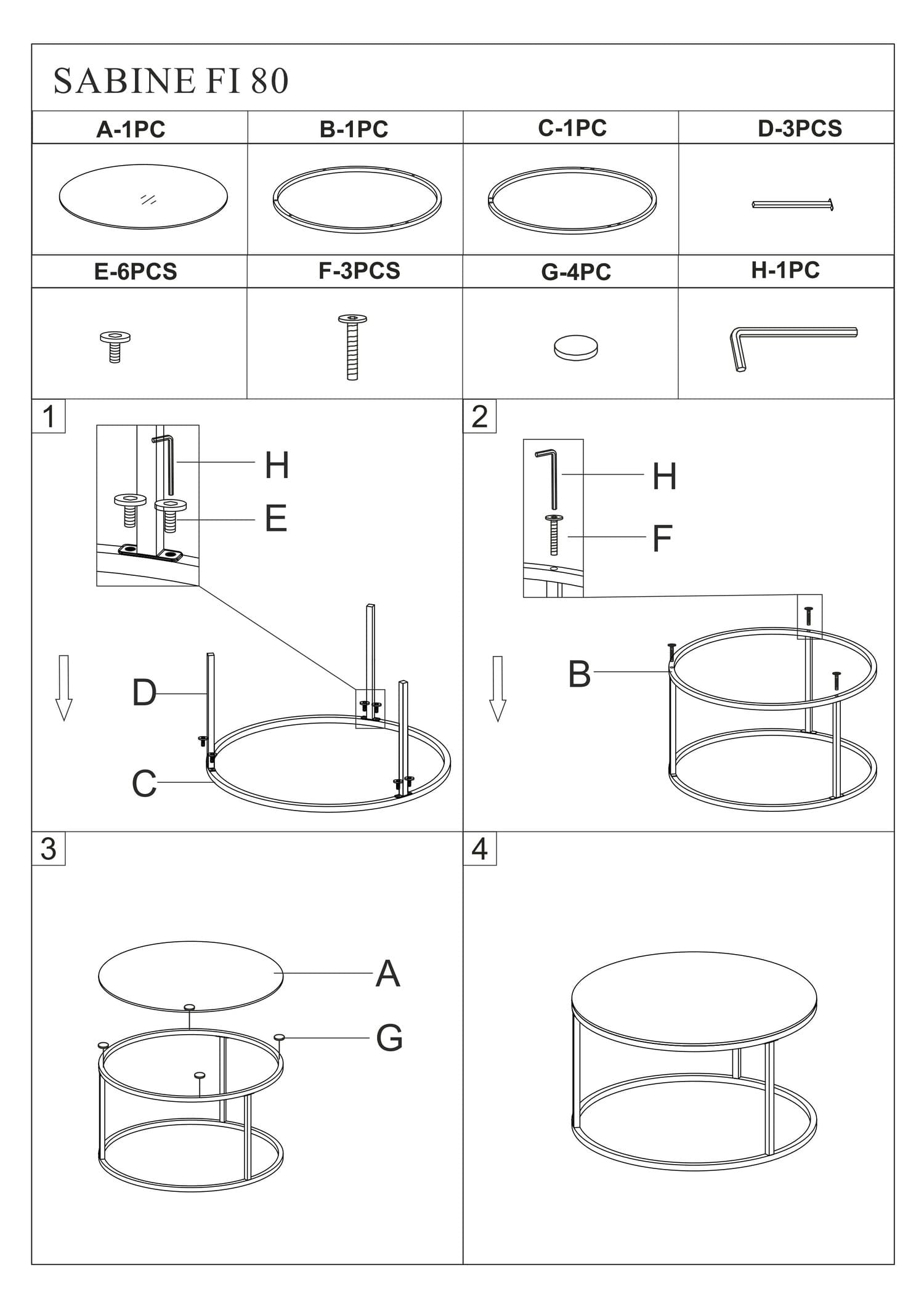 Masa de cafea din stical si metal, Sabra Alb / Auriu, Ø80xH45 cm (1)