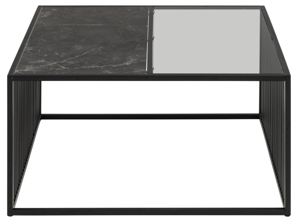 Masa de cafea din sticla, pal si metal, Strington Square Fumuriu / Negru, L80xl80xH40 cm (6)