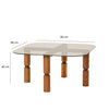 Asir Masa de cafea din sticla si lemn, Kei Bronz / Nuc, L80xl80xH40 cm