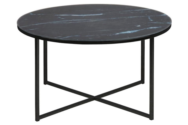 Masa de cafea din sticla si metal, Alisma Negru, Ø80xH45 cm