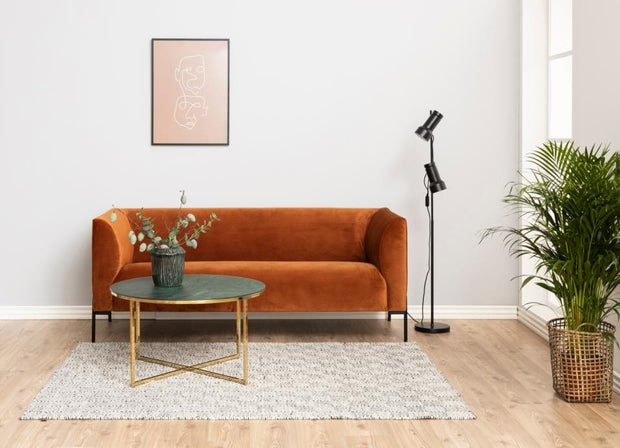 Masa de cafea din sticla si metal, Alisma Verde Inchis / Auriu, Ø80xH45 cm (1)