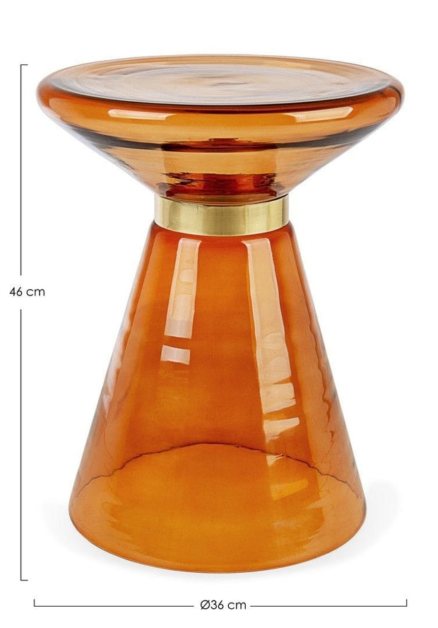 Masa de cafea din sticla si metal Azmin Portocaliu / Auriu, Ø36xH46 cm (5)