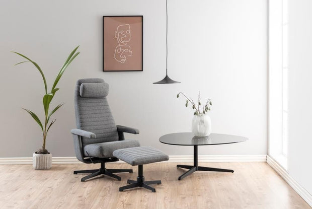 Masa de cafea din sticla si metal, Barnsley Large Fumuriu / Negru, L103xl95xH41 cm (1)