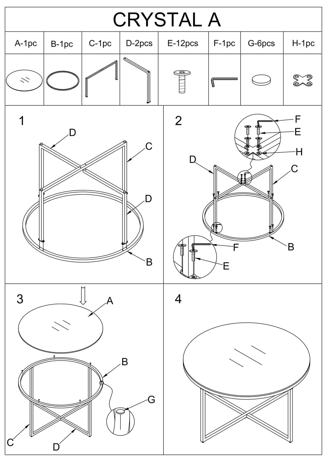 Signal Masa de cafea, din sticla si metal Crossby A Amber / Crom, Ø80xH45 cm
