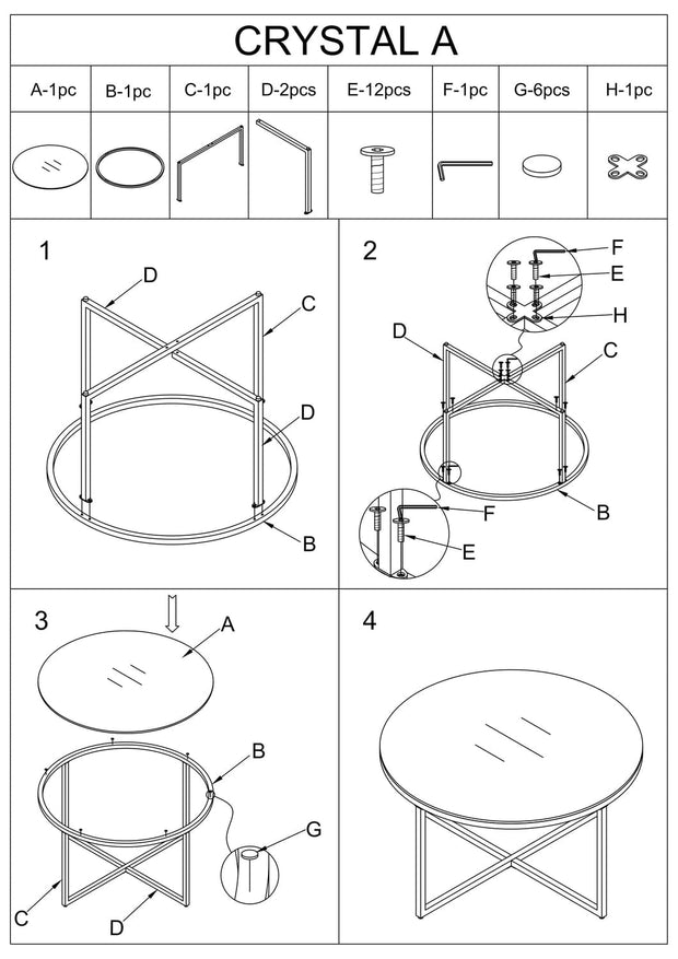 Signal Masa de cafea, din sticla si metal Crossby A Amber / Crom, Ø80xH45 cm
