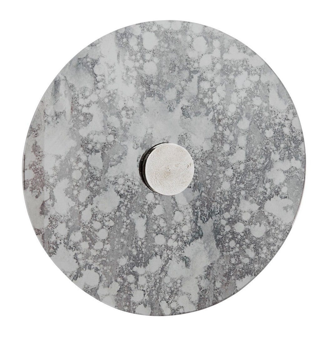 Masa de cafea din sticla si metal Dinpal Nichel, Ø40xH44 cm (1)