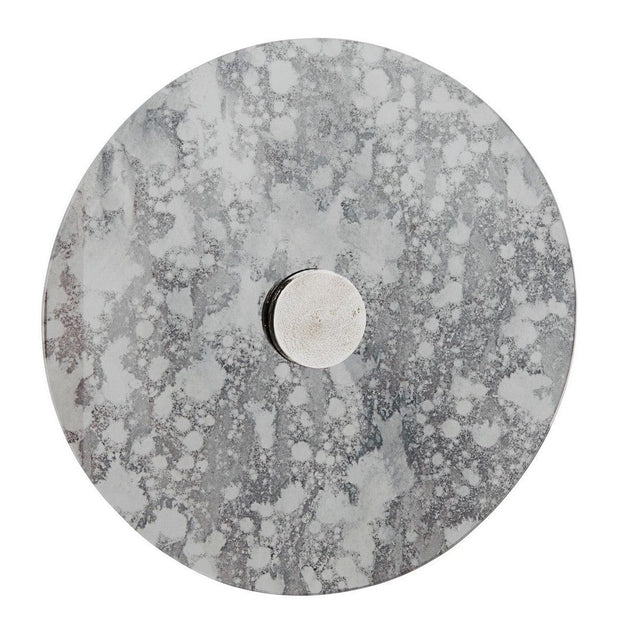 Masa de cafea din sticla si metal Dinpal Nichel, Ø40xH44 cm (1)