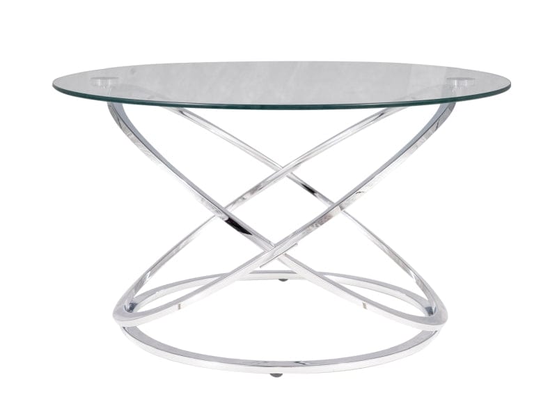 Signal Masa de cafea din sticla si metal, Esai B Transparent / Crom, Ø80xH46 cm