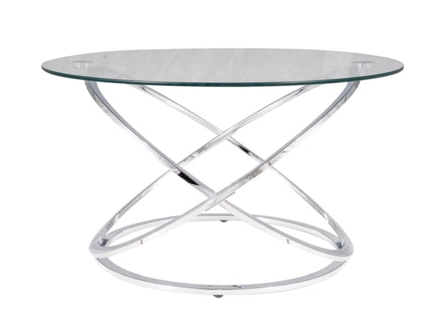 Signal Masa de cafea din sticla si metal, Esai B Transparent / Crom, Ø80xH46 cm