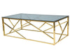 Masa de cafea din sticla si metal, Estacio A Fumuriu / Auriu, L120xl60xH40 cm