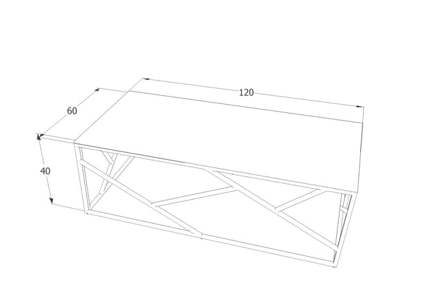 Signal Masa de cafea din sticla si metal, Estacio A Fumuriu / Auriu, L120xl60xH40 cm