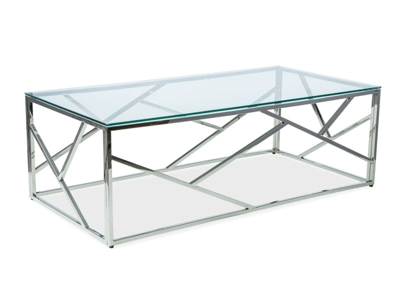 Signal Masa de cafea din sticla si metal, Estacio A Transparent / Crom, L120xl60xH40 cm