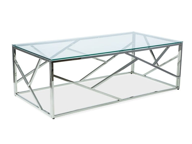 Signal Masa de cafea din sticla si metal, Estacio A Transparent / Crom, L120xl60xH40 cm