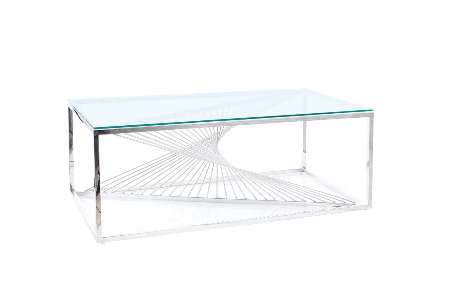 Signal Masa de cafea din sticla si metal Folker A Transparent / Crom, L120xl60xH45 cm