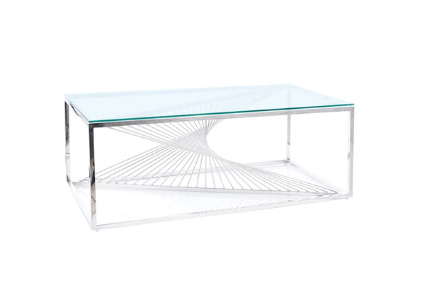 Signal Masa de cafea din sticla si metal Folker A Transparent / Crom, L120xl60xH45 cm