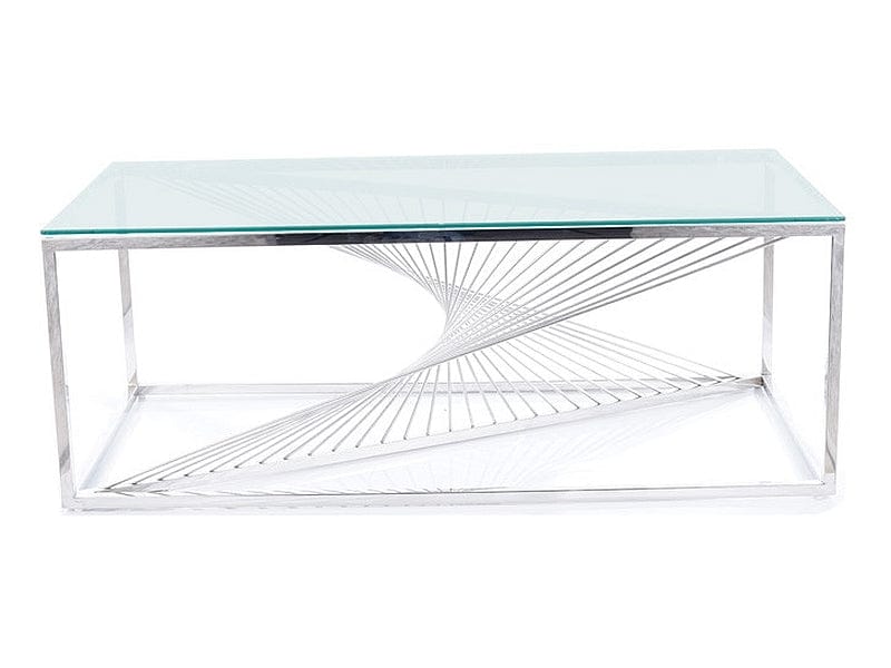 Signal Masa de cafea din sticla si metal Folker A Transparent / Crom, L120xl60xH45 cm