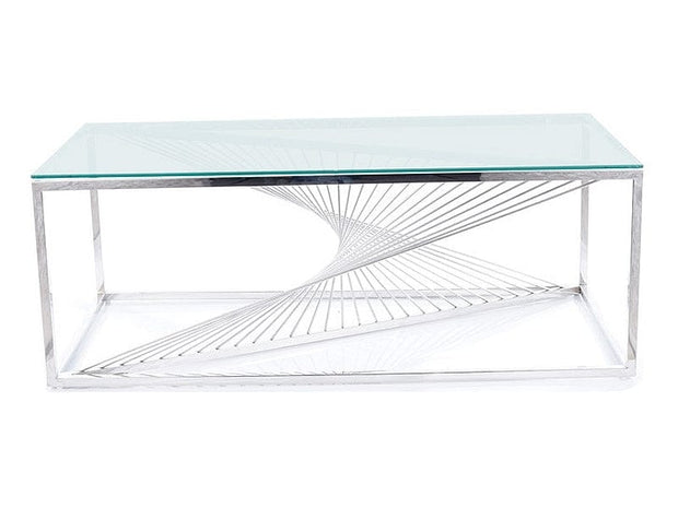 Signal Masa de cafea din sticla si metal Folker A Transparent / Crom, L120xl60xH45 cm