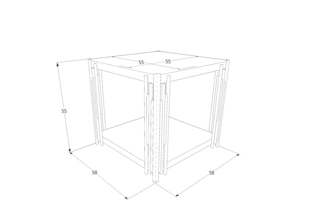 Masa de cafea din sticla si metal, Franie B Fumuriu / Crom, L55xl55xH55 cm (2)