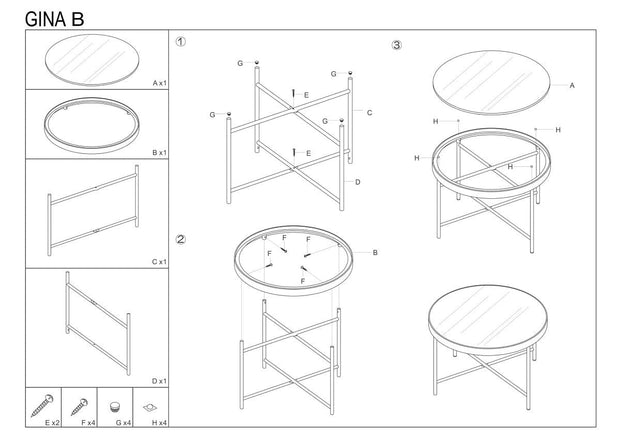 Signal Masa de cafea din sticla si metal Gilbert B Negru / Crom, Ø82xH40 cm