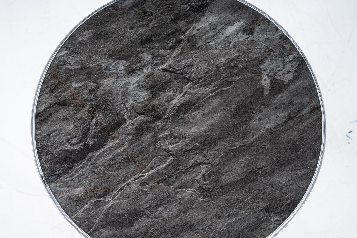 Masa de cafea din sticla si metal, Ibrahim B Marmura / Crom, Ø80xH45 cm (1)