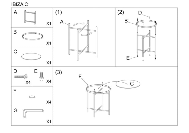 Masa de cafea din sticla si metal, Ibrahim C Marmura / Auriu, Ø42xH51 cm (2)