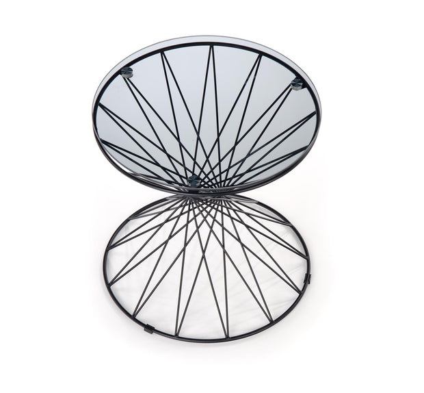 Masa de cafea din sticla si metal Latifa Negru, Ø45xH45 cm (1)