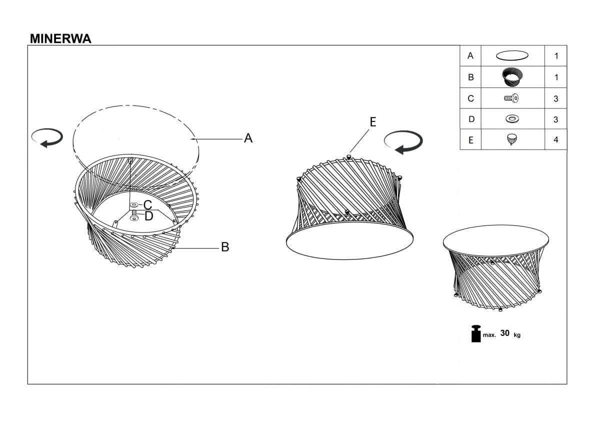 Halmar Masa de cafea din sticla si metal, Minette Gri / Negru, Ø80xH42 cm