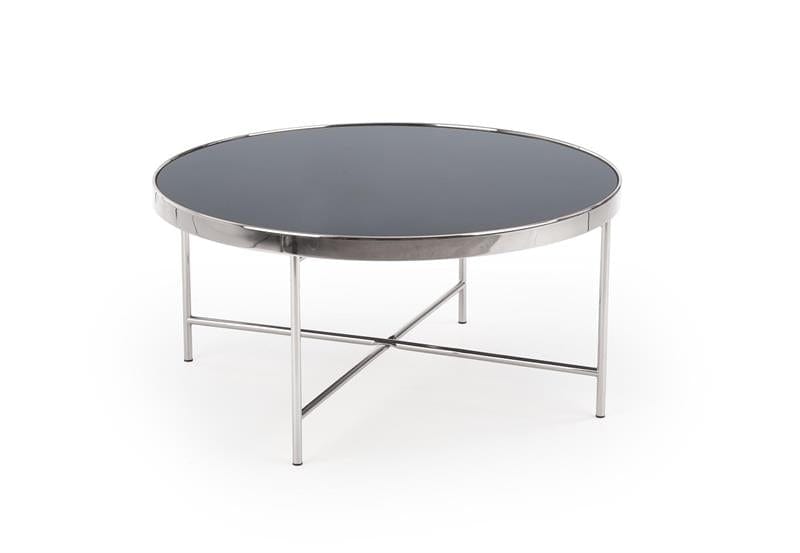 Halmar Masa de cafea din sticla si metal, Morrie Negru / Crom, Ø82xH40 cm