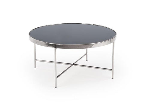 Halmar Masa de cafea din sticla si metal, Morrie Negru / Crom, Ø82xH40 cm