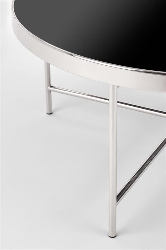 Halmar Masa de cafea din sticla si metal, Morrie Negru / Crom, Ø82xH40 cm