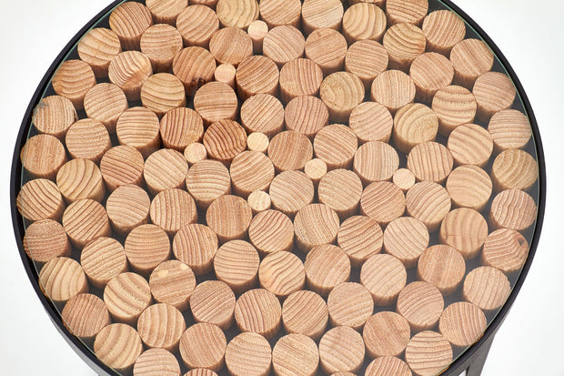 Halmar Masa de cafea din sticla si metal Nathan 2 Natural / Negru, Ø47xH61 cm