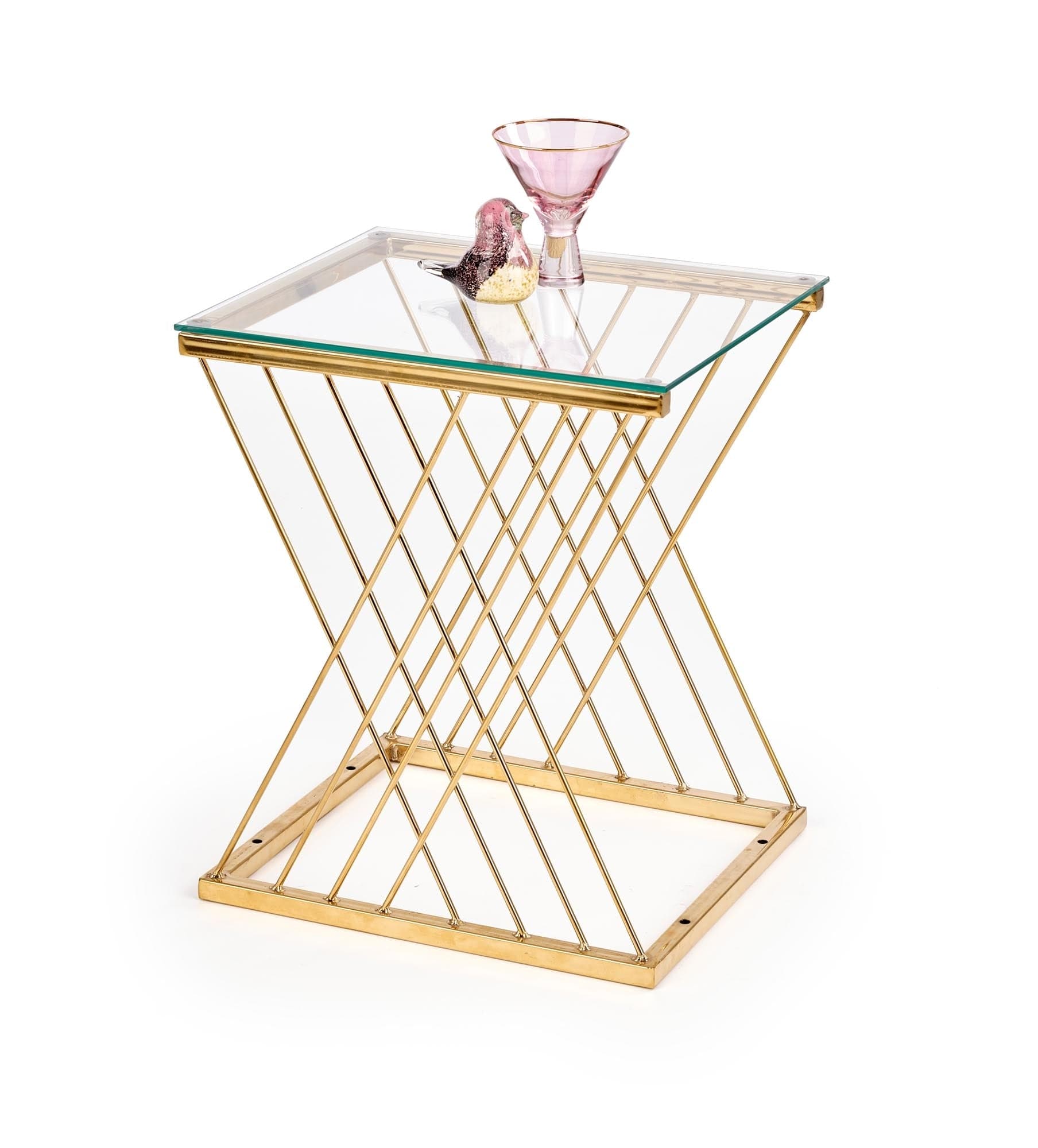 Halmar Masa de cafea din sticla si metal Nicholas Auriu, L45x39xH52 cm