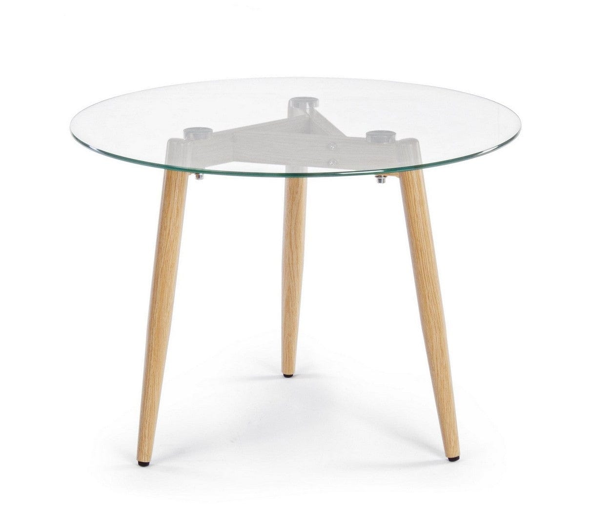 Masa de cafea din sticla si metal Oakland Transparent / Natural, Ø60xH45 cm (2)